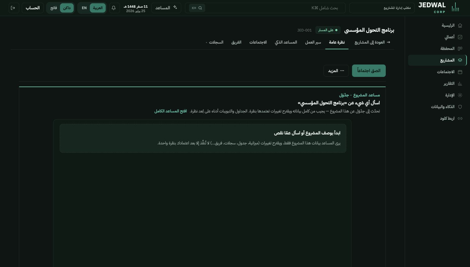 مساحة المشروع المحكومة